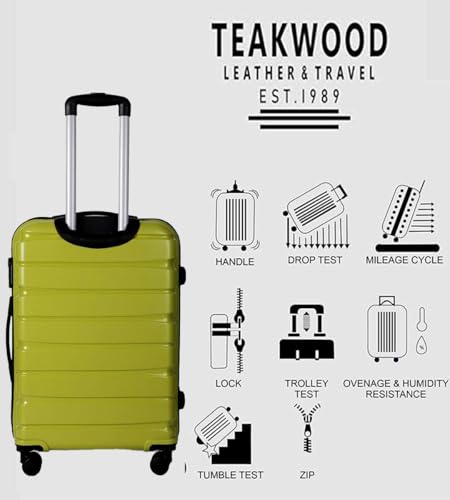 Image of TEAKWOOD LEATHERS Hardside 8 Wheels Trolley Bag, Hard Cabin Trolley Small, 65 CM Trolley Bag for Travel, Lock System 360 Degree 8 Rotating Wheel (55 CM, 65 CM, Lime Green)