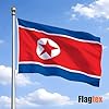 Flagtex North Korea Large Flag 8ft x 5ft Premium DPRK National Flag Blue Red White Red Star Fade Resistant Polyester Double Stitched Reinforced 240cm x 150cm Outdoor Banner Display #1
