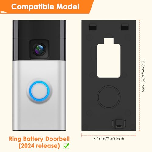 LOCKA Adhesive Video Doorbell Mount for Ring Battery Doorbell , No Drilling Camera Door Mounting Holder Bracket Accessor - Additional View