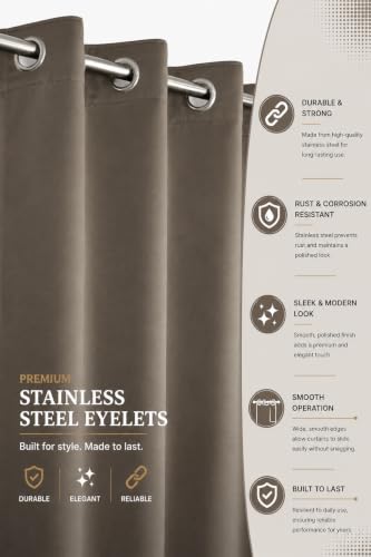 Image of LaVichitra 2 Pieces Solid Premium Blackout Curtains - Thermal Insulated, 3 Layered, 100% Opaque Window - 4 feet, Hazel Wood