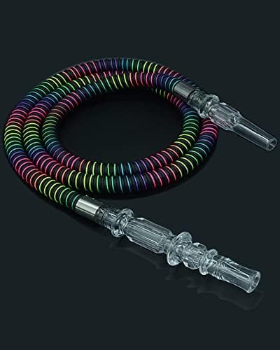 63IN Rainbow Color Hookah Hose Clear Acrylic Hookah Accessories(Black)