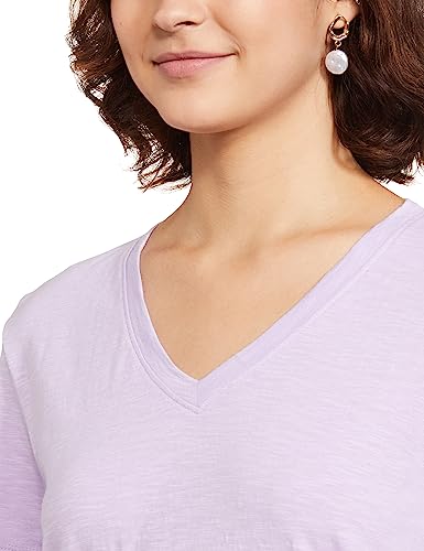 Image of Marks & Spencer Womens Solid Cotton V-Neck Everyday Fit T Shirt