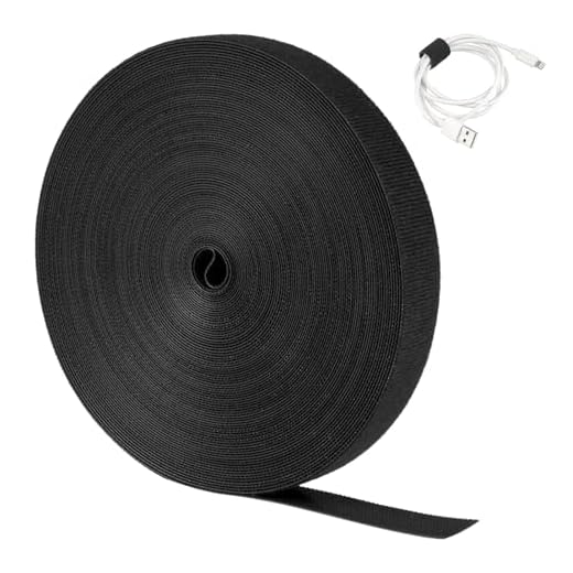 20 m Kabelbinder Klett, 20 mm Klettband Wiederverschließbar, Klettverschluss Zuschneidbar, Klettband Rolle für Kabelmanagement Kabel Organizer (Schwarz)