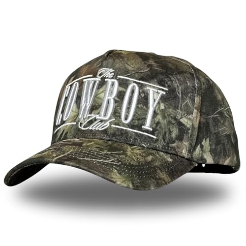 Vintage Western Trucker Hat | Men & Women | Embroidered Trendy Caps | Country Cute Hats for Cowgirls & Cowboys | Camo Denim Cotton Styles | Snapback Hat (Cowboy Club | Camo)