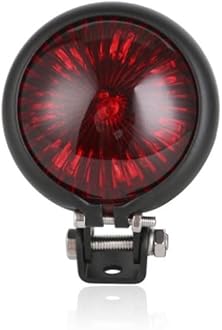 Motorcycle Tail Light LED Retro Red Brake Light Rear Brake Tail Light for ATV Cafe Racer Bobber Chopper cruiser Stop Light (Black Red)