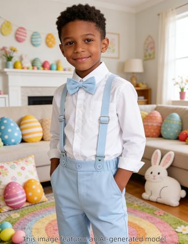 Image of A&J DESIGN Toddler Boys Formal Clothes Suspender Outfit Dress Suit 12M - 6Y