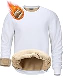 G Gradual Sherpa Lined Sweatshirts for Men Fleece Crewneck Sweatshirt Pullover Warm Shirts for Winter, White, Large