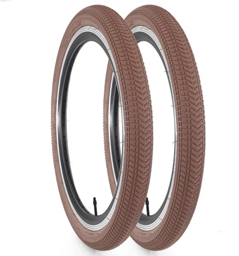 GRELiving 2-Pack Bike Tires 16/20x2.125 Mountain Bike Tires 30 TPI Bicycle Tires for BMX,Mountain Bicycle or Kids Bicycle (Brown, 20x2.125)