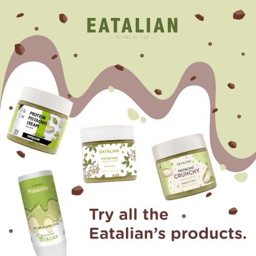 Image of EATALIAN by AMZ BETTER Pistachio Cream with Sweet Crunchy Cookies, 35.02 oz /1000 gr, Delicious Spread with a Uniquely Sweet Taste, Ideal on Bread, Excellent for Dubai Chocolate, Made in Italy