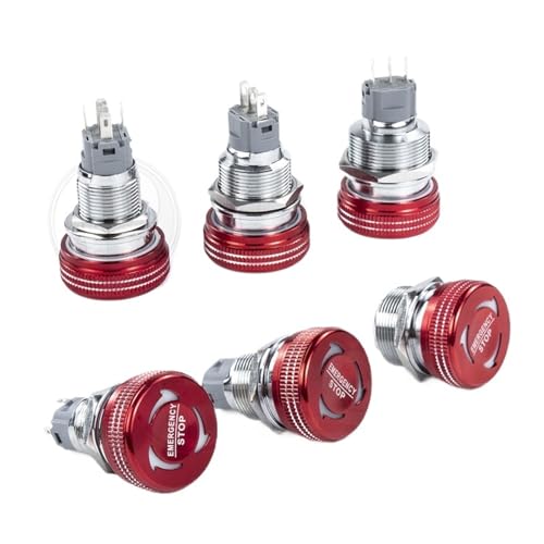 Interrupteur d'arrêt d'urgence 16mm 1NO 1NC avec anneau LED bleu