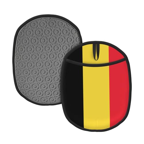 Lot de 2 tampons anti-brûlure pliables avec motif drapeau de la Belgique pour casseroles chaudes/plaque de cuisson/bol à soupe