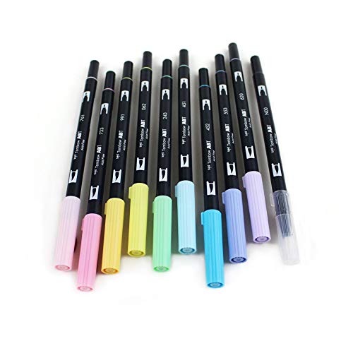Image of Tombow Abt Dual Brush Pen Set Of 10|Pastel|Assorted|Assorted