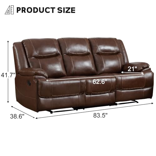 EBELLO Genuine Leather Recliner 3-Seater Sofa