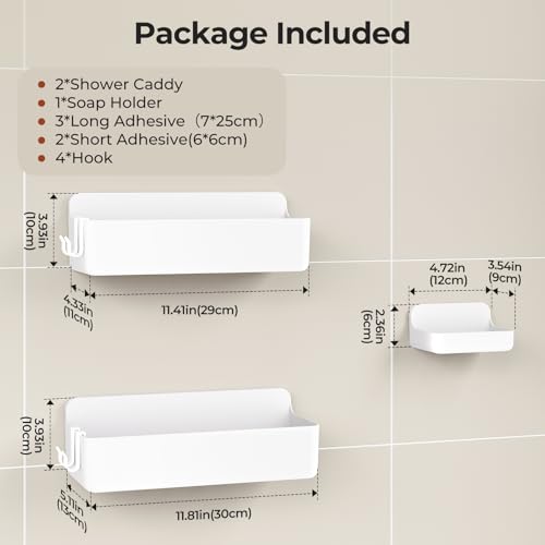 Orimade Shower Caddy 3-Pack, No-Drill Adhesive Shelves for Bathroom, Rustproof ABS Storage Organizer Set, White by Orimade - Used condition - Image 8