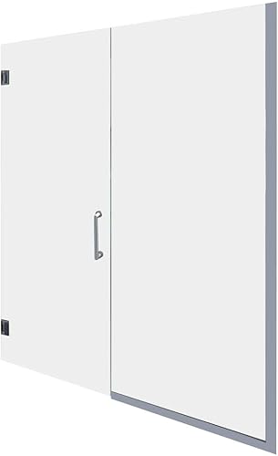 Miniatura 2 de Miseno MSDF5876-SWING - Puerta de ducha sin marco con bisagras de 76 pulgadas de alto x 58 pulgadas de ancho con vidrio transparente, níquel