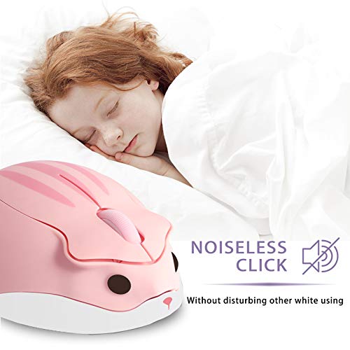 Image of Wireless Bluetooth Cute Animal Hamster Mouse - 1200DPI 3-Button Portable Cordless Mouse for Ipad Pro Laptop PC Mac Notebook Computer Tablet (Pink)