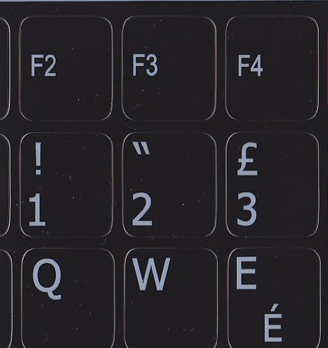 Pegatinas para teclado inglés UK en vinilo negro miniatura 1