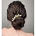Yean Leaf Bride Wedding Hair Pins Gold Pearl Bridal Hair Pieces Hair Accessories Party Hair Clips for Women and Girls (Pack of 3)