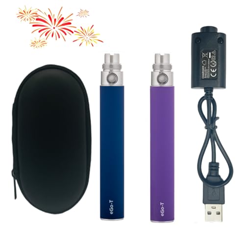 High Power 1100mAh eGo T Vape Battery - Adequate Capacity 510 Thread - Includes eGo Charger (Nicotine Free) (Blue-Purple)