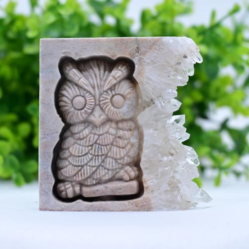 Estatua de búho de cristal tallada a mano miniatura 2