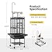 VIVOHOME 72 Inch Wrought Iron Large Bird Cage with Play Top and Stand for Parrots Lovebird Cockatiel Parakeets Black