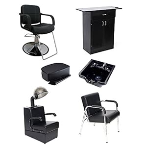 Buy-Rite 1-Operator Basic Salon Package, Includes Chris Styling Chair, Styling Station, Kate Dryer with Chair Combination, Shampoo Bowl, Shampoo Chair and Child Booster Seat, BR-1OPBASIC