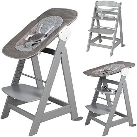 roba Born Up Treppenhochstuhl, Set 2in1, 'Miffy', Babyhochstuhl mit Liegefunktion, ab Geburt, taupe