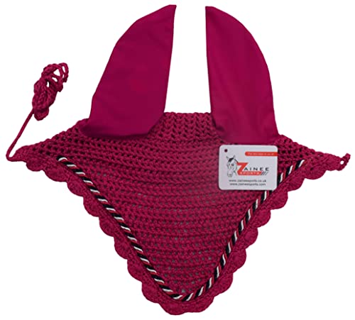 Horse Ear Bonnet for Horses – Breathable Crochet Riding Bonnet with Stretch Lycra Ears, 29 Colors to Match Your Tack, Pony Cob Full X-Full Equestrian Zainee Sports (HOT Pink, Horse/Full)
