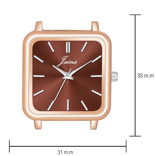 Image of jainx Square Dial Rose Gold Mesh Chain Analog Wrist Watch for Women (Rose Gold /Brown /Black /Silver /Green Color Dial)