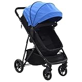 vidaXL Kinderwagen Buggy Sportwagen Babywagen Sportbuggy Kinderbuggy Reisebuggy Kombikinderwagen Jogger 2 in 1 Blau Schwarz Stahl Belastbarkeit 15 kg