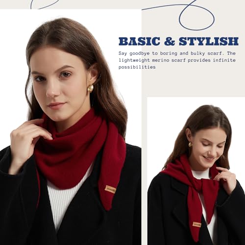ACUSHLA 100% Merino Wool Triangle Scarf for Women Knitted Fashion Neckerchief Lightweight Soft Warm Neck Warmer3