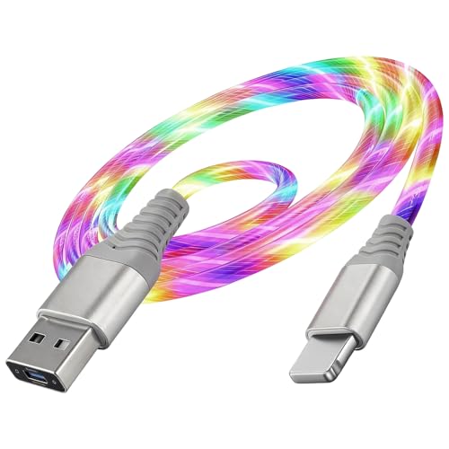 Aihoom LED Flowing Charging Cable, RGB Light-Up Phone Cord for Data Sync & Power, Durable TPE Anti-Tangle, Compatible with iPhone 7–14 (Lightning Connector) - Image 6
