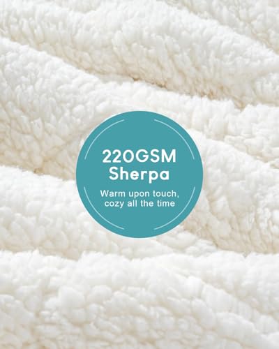 Cottonblue Jacquard Weighted Blanket 15lbs for Queen Ded - Ultra Soft, Cozy Comfort Sherpa Blanket for Relax and Sleep, Heavy Bed Blankets with Cemaric Beads, 60x80 in 17 lbs, Cream White