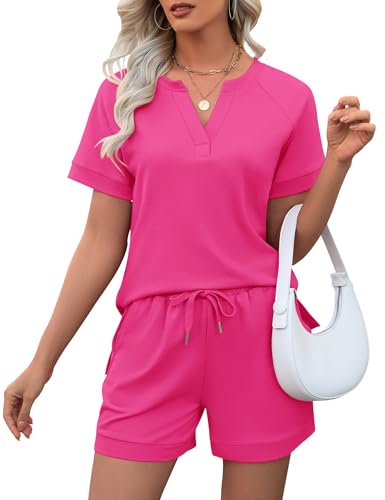 Image of LOMON Womens Two Piece Sets Summer Lounge Sets Sweatsuit Shorts Set Casual Matching Sets