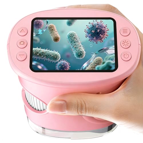 1000X Portatil Digital Microscopio Niños: Magnifying Glass para 2.0' IPS Pantalla - Regalo Original 4-12 Años Niña Infantil - Lupas Gran Aumento con Luz - Ciencia Experimentos Juguetes Rosa