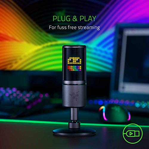Razer Seiren Emote Streaming Microphone: 8-Bit LED Display, Reactive Emoticons, Adjustable Stand, Classic Black