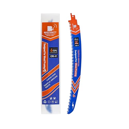 BRSCHNITT Lot de 1 lames de scie sabre avec dents japonaises 300 mm - Bord arqué - Pour bois 300 mm - 6 TPI - Pour tailler les arbres, couper le bois