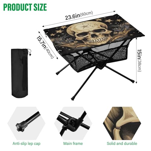 Mesa Plegable de Camping Skull Moon Outdoor para Playa y Picnic – Portátil, Fácil de Transportar con Bolsa Resistente para BBQ y Uso al Aire Libre miniatura 3