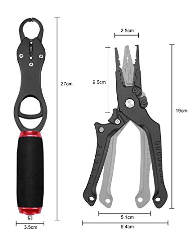 フィッシュグリップとフィッシングプライヤーとリールキーホルダーのセット Zitradesフィッシングプライヤー ロック機能付き ラインカッター付き 安全ロープ付き 防錆性能 4個セット 6枚目