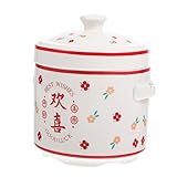 Mikinona 1 PC Suppentasse Dampfschüssel Mit Griff Topf Bratpfanne Suppenschüssel Mit Griff Ofenfeste Suppe Ofenfeste Schüssel Porzellan Suppentöpfe Nudelöfen Kochtopf Eintopfschalen