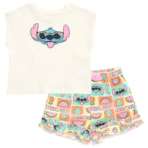 Image of Disney Waffle Knit T-Shirt and Shorts Outfit Set Newborn to Little Kid Sizes (0-3 Months - 5)