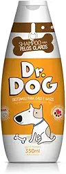 Dr. Dog Shampoo Clareador Pet 350ml - Para Pelos Claros, Cães e Gatos, com Branqueador Óptico, Hipoalergênico, Não Arde os Olhos, Seguro Para Peles Sensíveis