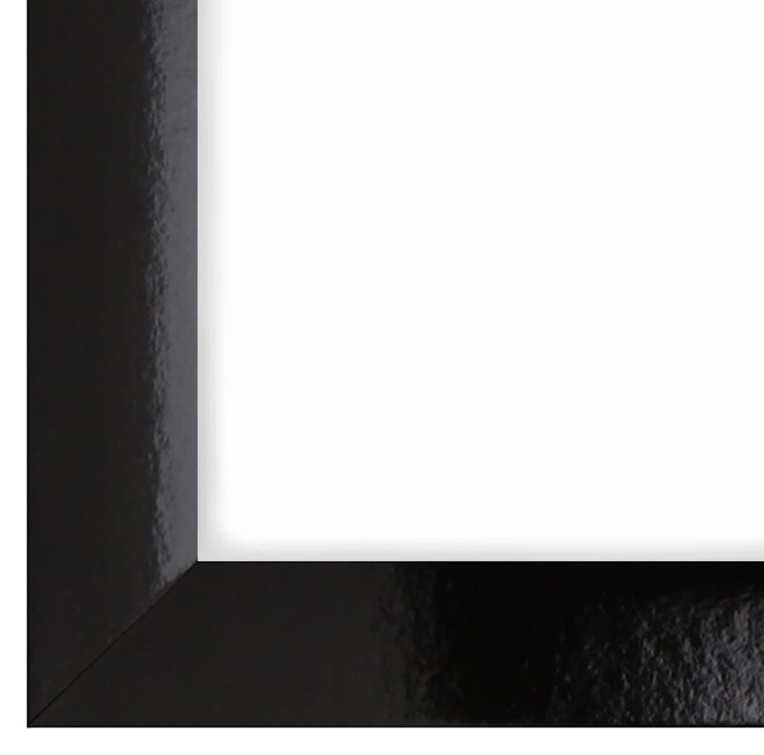 Marcos (madera, 70 x 10-150 cm, cristal acrílico, anchura de 35 mm, para poner en la pared), madera, negro brillante, 70 x 81 cm Bildmaß
