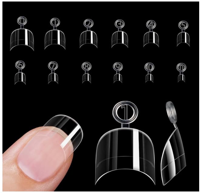 NPAH 600Pcs Short Square Nail Tips, Half Cover Square Acrylic Nails Tips Extra Short Clear Fake Nails Gel Nails 12Sizes for DIY Nail Salon (french soft gel nail tips, VL53C)-image-45