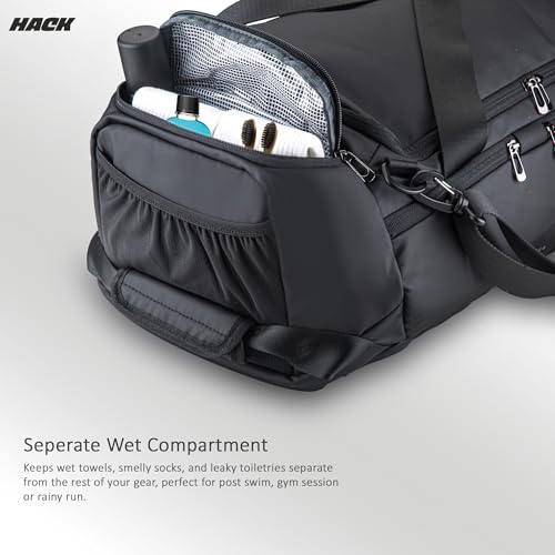 Image of Hack Athletics 30L Duffle Gym Bag for Men & Women - Water-Resistant Sports, Travel & Fitness Bag with Wet Pocket, Multiple Compartments, Durable Polyester, and Adjustable Shoulder Strap