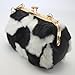 Luxurious Fur Evening Handbag Clutches - Genuine Fox, Rabbit, and Mink Fur with Chic Patterns (Small, Mink Fur Black and White Checkered)
