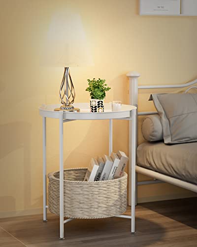 Eknitey END TABLE 001 Table,Folding Metal Side Table Waterproof Small Coffee Table Sofa Side Table With Removable Tray thumb #1