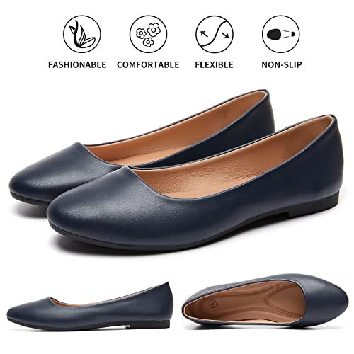Image of Hash Bubbie Women's Flats Shoes Ballet Flats Dress Shoes Comfortable PU Leather Slip on Shoes for Women