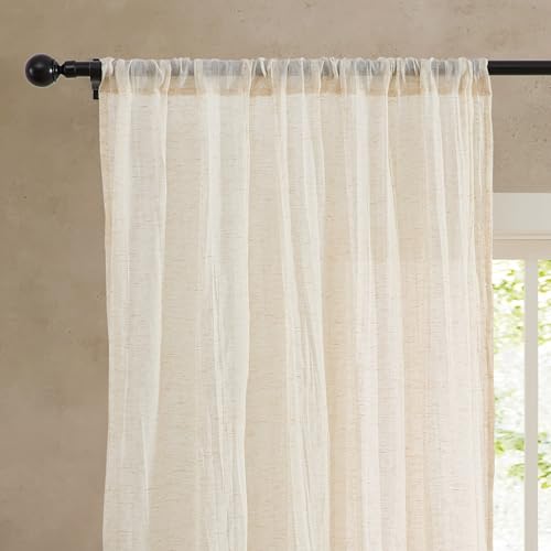 French Connection - Charter Crushed, Window Curtain, Set of 2 Panels, Semi Sheer, Modern Home Decor, Drapes for Living Room, Dining Room, Bedroom, Dorm, Measures 50" x 63", Natural by French Connection - Image 4