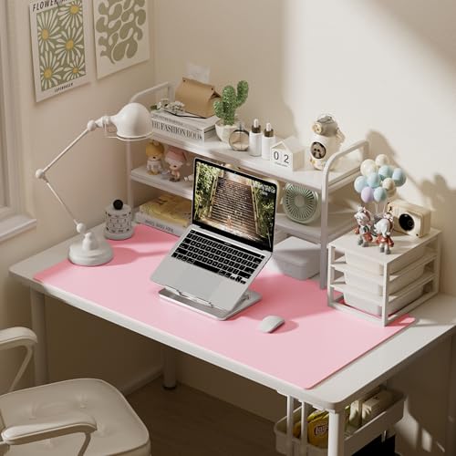Image of Aothia Faux Leather Desk Mat - Large Mouse Pad, Non-Slip PU Leather Blotter, Waterproof Writing Surface for Office and Home (Fairy Pink, 47.2 inch x 23.6 inch)
